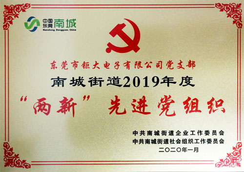 钜大锂电荣获先进党组织荣誉称号